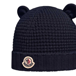 Moncler Cappello Blu In Lana Con Orecchie L29513B00005-742 Per Neonato