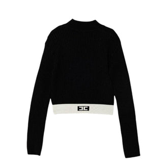 Elisabetta Franchi Lupetto cropped nero con logo EFMA173.C