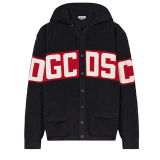 GCDS Cardigan Nero Con Cappuccio E Logo Z0MLQA149K155/999R Per Uomo