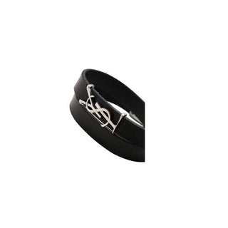 Yves Saint Laurent Bracciale Con Placca Logo 708795 In Pelle