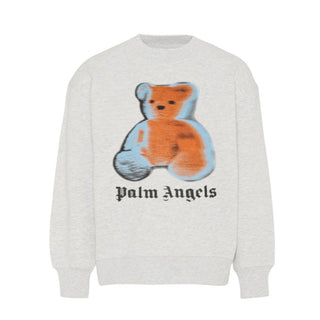 Palm Angels Felpa Grigio Melange Con Stampa Per Bambini PBBA012S26FLE006/101