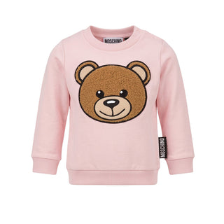 Moschino Felpa Girocollo Rosa Con Teddy Per Neonata MWF03E