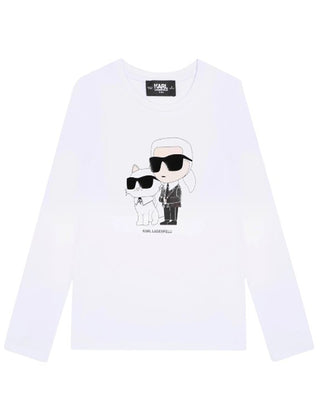 Karl Lagerfeld T-shirt bianca a maniche lunghe Z30209