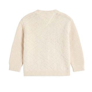 Tommy Hilfiger Cardigan Avorio In Cotone KN0KN02305-Z00 Per Neonato