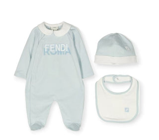 Langärmeliger Playsuit von Fendi mit BUK110-Logo-Clips auf der Vorderseite