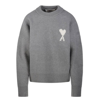 Amis Paris Maglia grigia alpaca con Coeur UKS836.KN0135G