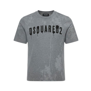 Dsquared2 T-shirt in jersey grigia con logo DQ1623-D0A43