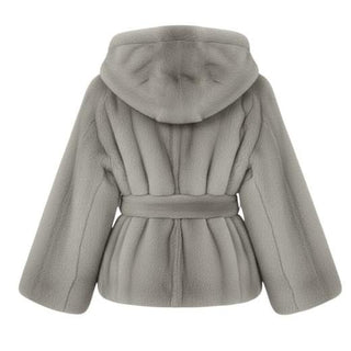 Yes London Ecopelliccia grigia con cintura YSL/EC006G