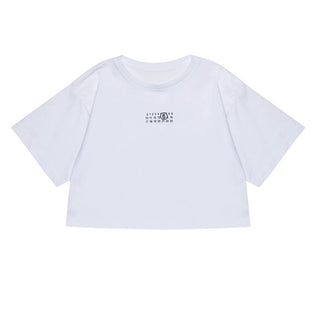 MM6 Maison Margiela T-shirt cropped bianca con Numeric logo M60908-MM04I