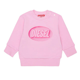 Diesel Felpa Rosa In Cotone Con Logo K00848-KYAVF-K39G Per Neonata