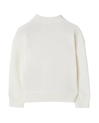 Burberry Cardigan avorio in lana con etichetta Check 8100506