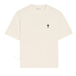 Amis Paris T-shirt Panna In Jersey Con Stampa UTS387.726/136