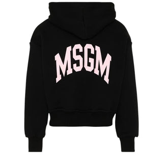 MSGM Felpa Nera Con Zip E Cappuccio F6MSJGZH032/110 Per Bambina