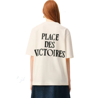 Amis Paris T-shirt Panna In Jersey Con Stampa UTS387.726/136