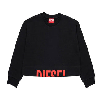 Diesel Felpa Girocollo Nera Con Logo J02936-KYAZ3-K900 Per Bambina