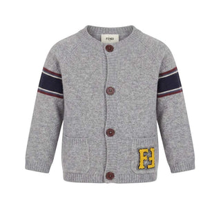 Fendi Cardigan Grigio In Misto Lana Per Neonato 4B9260-BD960