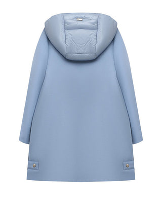 Herno Cappotto azzurro in twill di lana vergine con cappuccio GC000049G