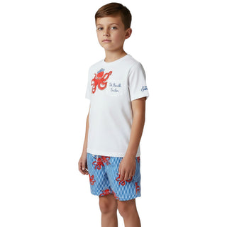 Mc2 Saint Barth T-shirt Eddy Con Polipo E Ricamo EDD0001/01947L Per Bambino