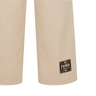 Fendi Pantaloni Beige In Gabardine Con Ruches Per Bambina JFF408-AS5Y-F1P2N