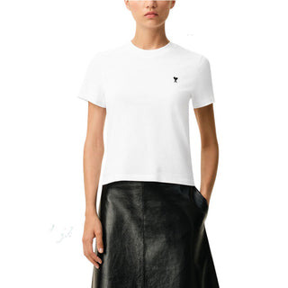 Amis Paris T-shirt Bianca In Jersey Per Donna FTS347.724/100