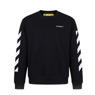 Off-White Felpa Girocollo Nera Con Stampa Per Bambini OBBA001C99FLE001