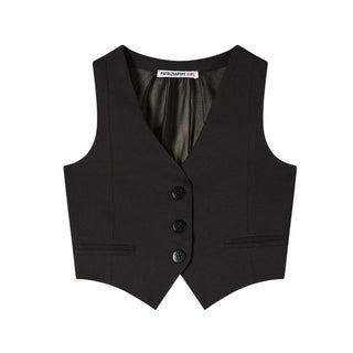 Patrizia Pepe Gilet Nero In Misto Lino Da Ragazza 7C0273/A555