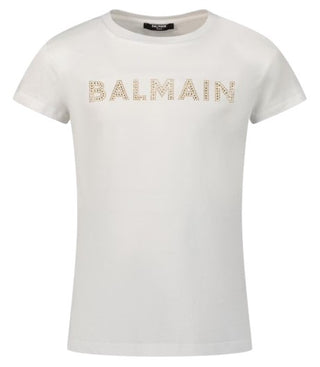 Balmain T-shirt a manica corta con logo frontale BT8A21-J0177