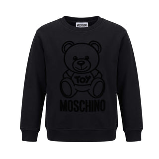 Moschino Felpa Girocollo Nera Con Teddy Per Bambina HMF043