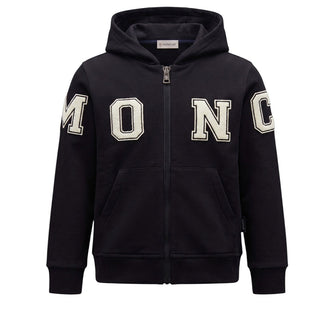 Moncler Felpa Nera Con Zip E Cappuccio Per Bambini I29548G00004