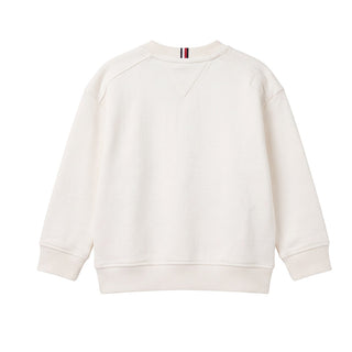 Tommy Hilfiger Felpa Girocollo Avorio Con Logo KB0KB10631-YBH Per Neonato