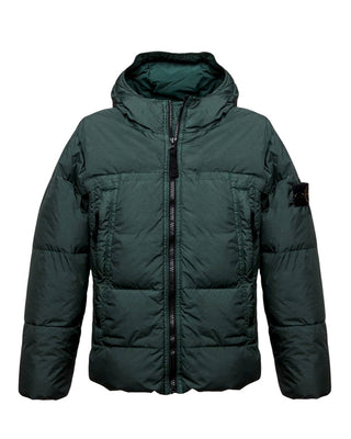 Stone Island Giubbino trapuntato verde con cappuccio 751640433