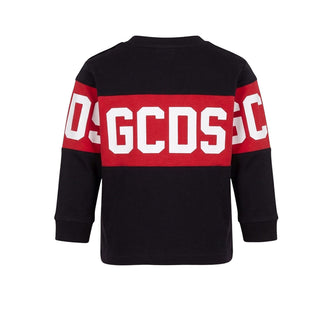 GCDS T-shirt Nera A Maniche Lunghe Con Logo GC0094/999R Per Neonati