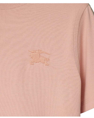 Burberry T-shirt rosa in jersey con finiture Check 8108905