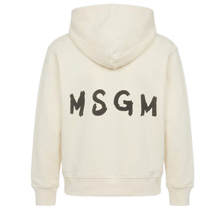 MSGM Felpa Avorio Con Zip E Cappuccio F6MSJUZH008/013 Per Bambini