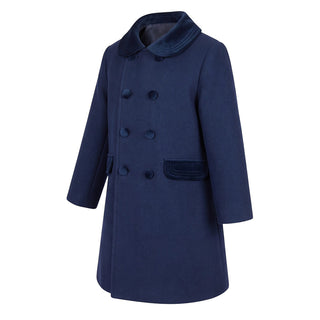 Coccodè Cappotto Blu Con Dettagli In Velluto C64574/11J Per Bambina