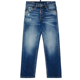 Dsquared2 Jeans Dritti In Denim Slavato DQ2252-D0AHR-DQ01 Per Bambini