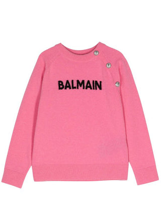 Balmain Maglia fucsia in misto lana da bambina BV9B00-Z2412