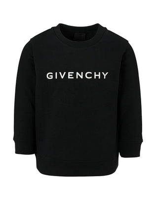 Givenchy Felpa nera in cotone con logo frontale H30937
