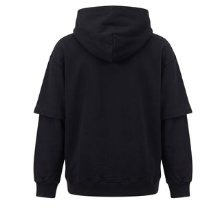 Disclaimer Felpa Oversize Nera Con Cappuccio 26IDK59165N Per Bambino