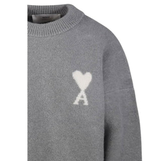 Amis Paris Maglia grigia alpaca con Coeur UKS836.KN0135G