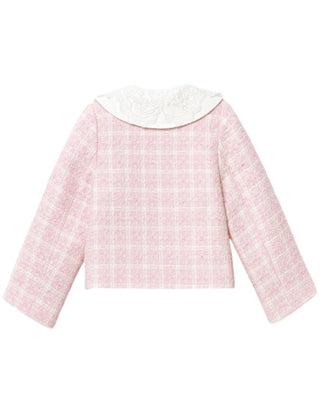 Self-Portrait Giacca bouclé a quadri rosa PF24-726J