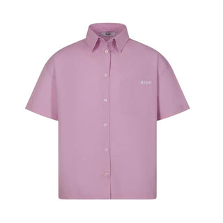 Msgm Camicia In Popeline Rosa Con Logo S6MSJGSI163