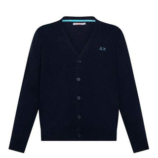 Sun68 Cardigan blu navy in misto lana con logo K45303BN