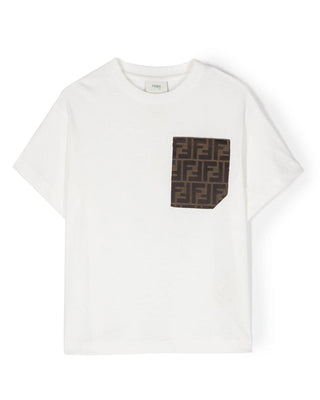 Fendi T-shirt bianca in jersey con taschino FF JUI150-7AJ