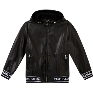 Balmain Giubbino con cappuccio in similpelle 6N2547