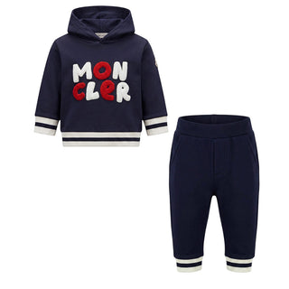 Moncler Tuta Blu In Cotone Per Neonato I29518M00022