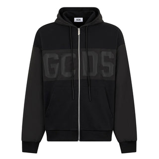 Gcds Felpa nera con zip e cappuccio B1XM2001JI1