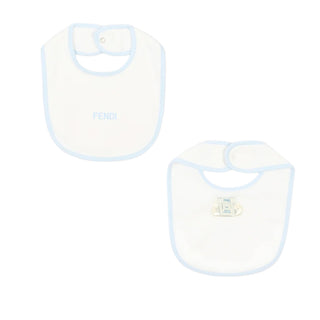 Fendi Tutina Azzurra In Cotone Con Cappellino E Bavaglino BUQ167-ST8-F19J4 Per Neonato
