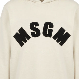 MSGM Felpa Avorio Con Cappuccio E Logo F6MSJGHS097/013 Per Bambini