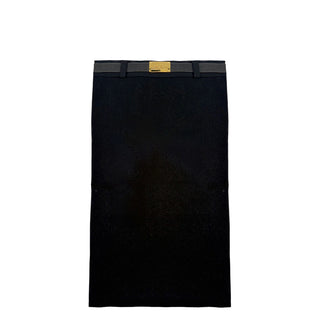 Elisabetta Franchi Gonna longuette nera in maglia con placca logo EFGO196.C